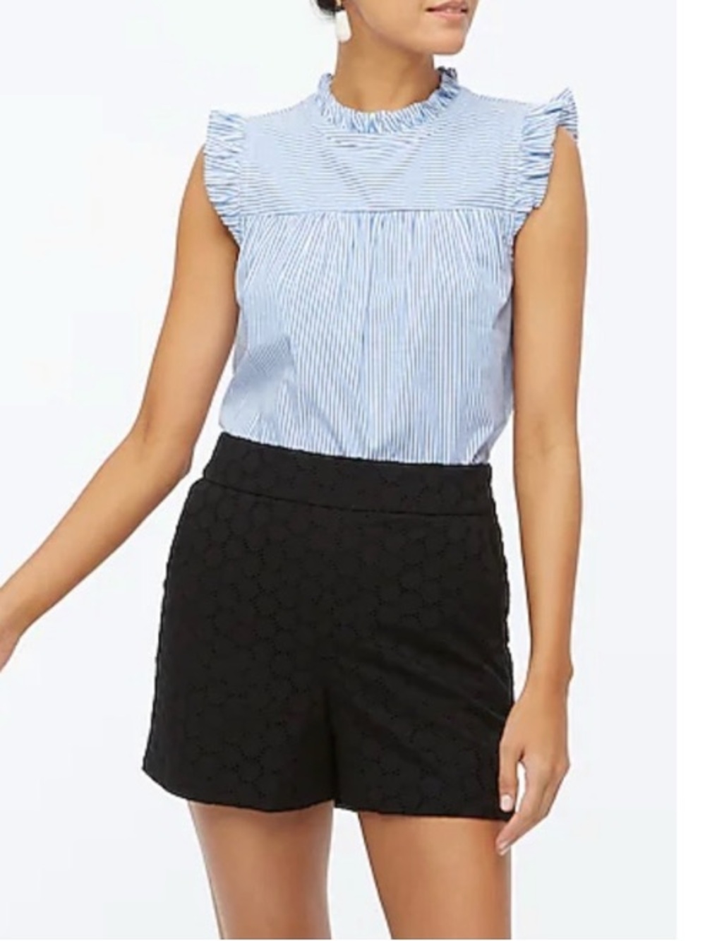 J. Crew Embroidered Eyelet High Rise Chino Shorts Black 12